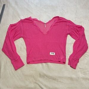 Free People Vibrant Pink Lace Top